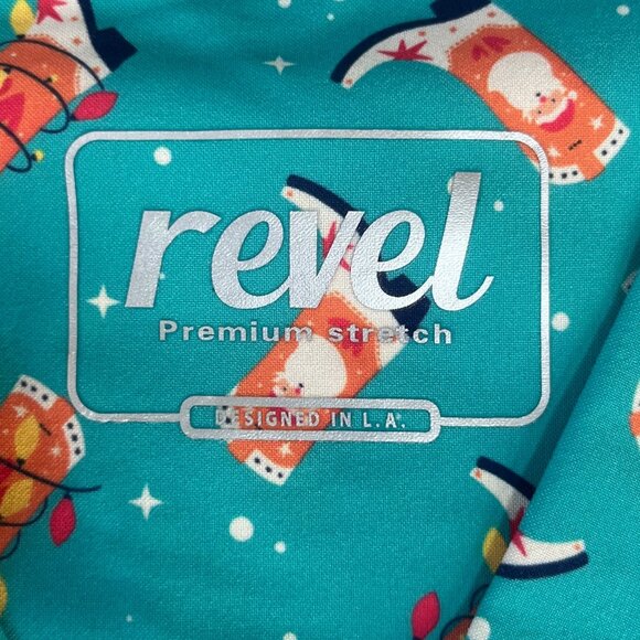 Revel Christmas Boots Scrub Top Womens Large Green New Premium Stretch - Picture 6 of 10